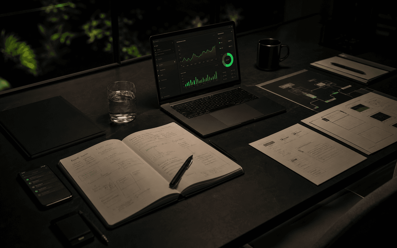 A growth operations workspace with campaign metrics, funnel notes, and lead infrastructure